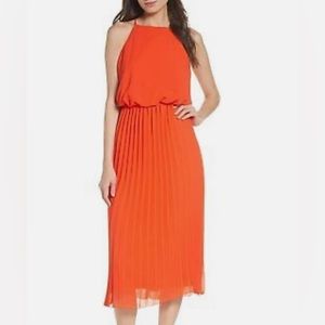 SAM EDELMAN CORAL RED PLEATED SLEEVELESS COCKTAIL DRESS, size 4​​​